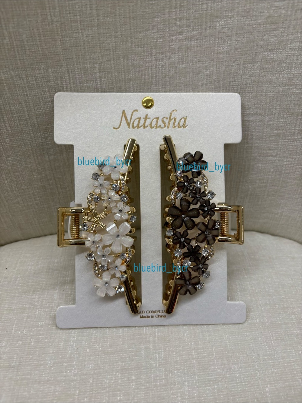 Natasha Couture Floral Crystal Hair Clips